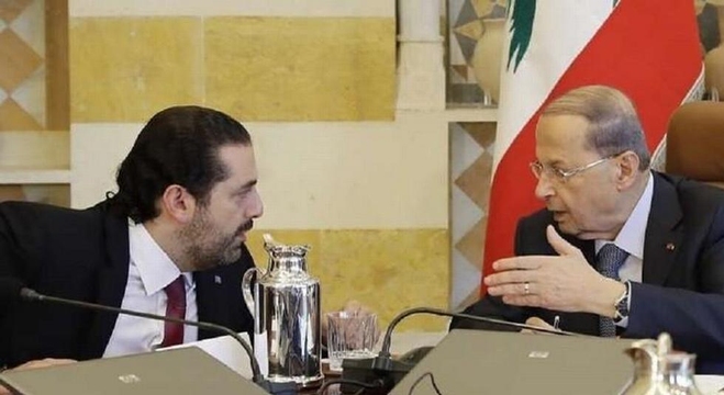 الرئيس البناني ميشال عون ورئيس الوزراء المكلف سعد الحريري